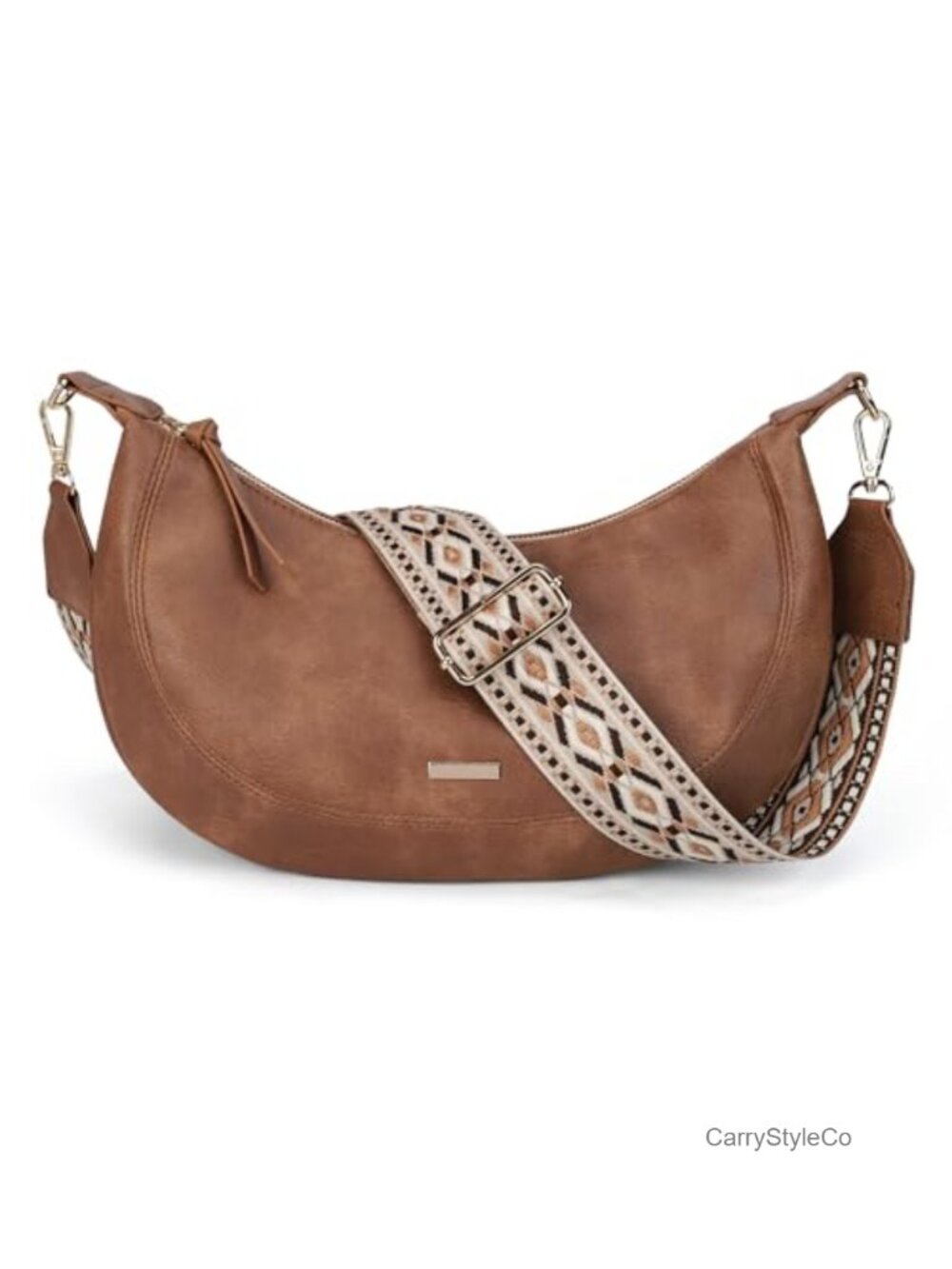 Faux Leather Crescent Hobo Bag Medium Crossbody Purse for Women